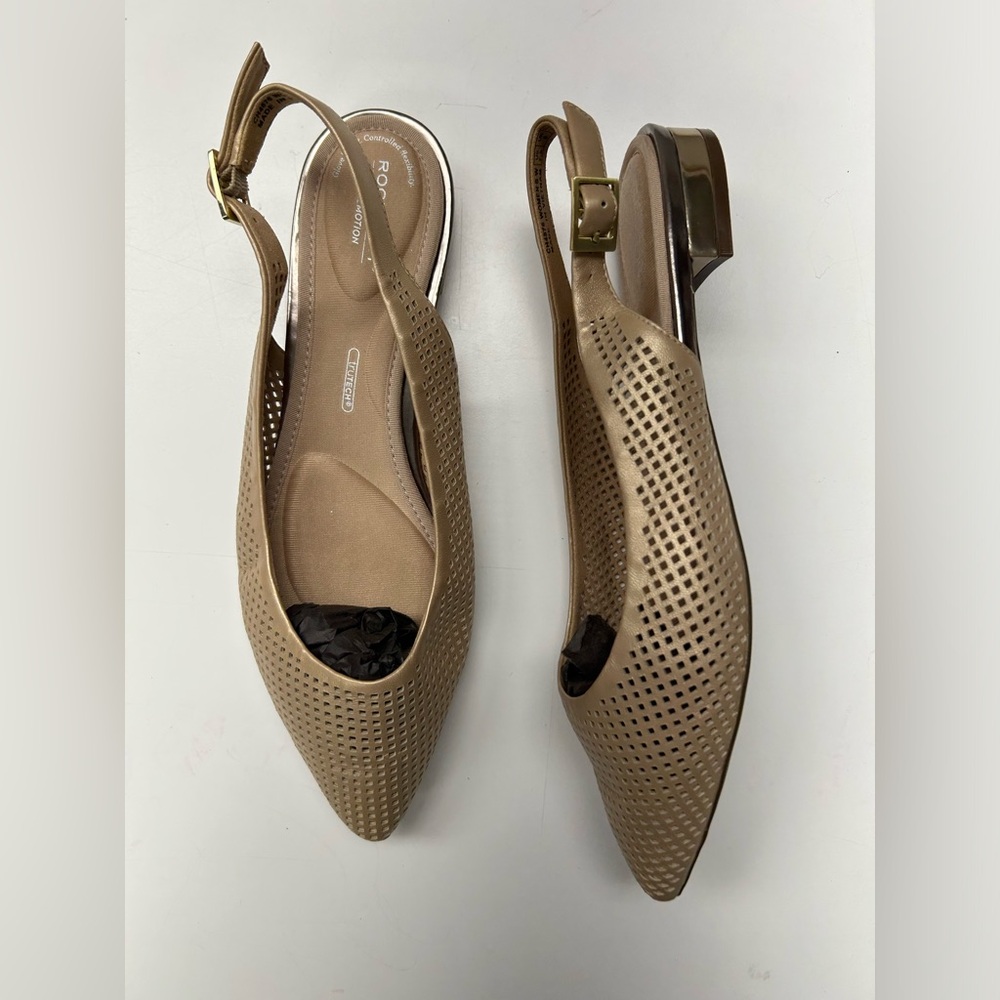 Rockport Beige Perforated Slingback Flats Size 7.5